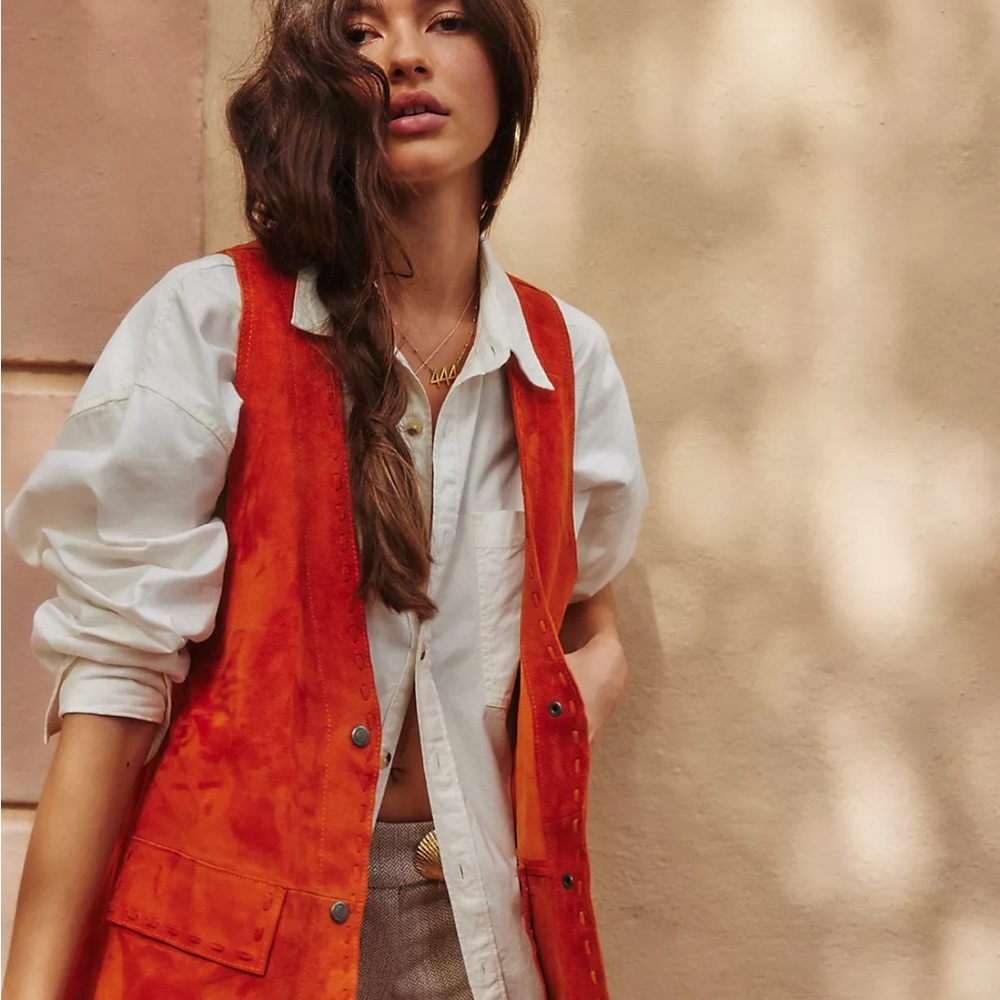 Free People Orange Vest